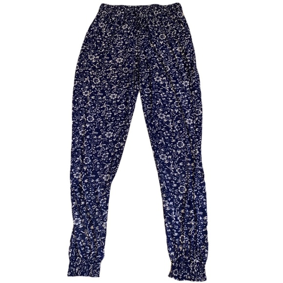Bohemian Blue Floral Harem Pants - M/L - Picture 1 of 5